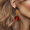 Amber Carnelian Crystal Earrings | Gold