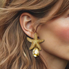 Beige Starfish Earrings | Gold
