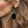 Black & Grey Crystal Earrings | Gold