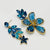 Blue Swarovski Flower Earrings | Gold
