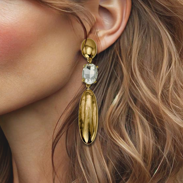 Bold Crystal Glam Earrings | Gold