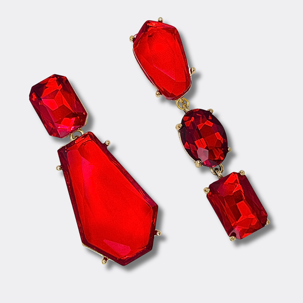 Bright Red Earrings | Gold