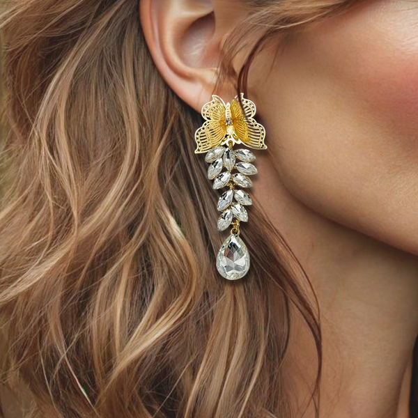 Butterfly Crystal Earrings | Gold