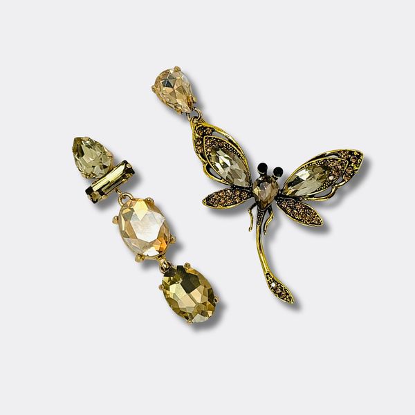 Champagne Dragonfly Earrings | Gold