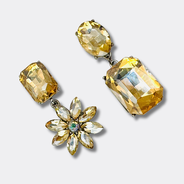 Champagne Flower Earrings | Silver