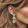 Clip Earrings Crystal Leafs Strass | Gold