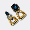 Clip Earrings Dark Blue Crystal | Gold
