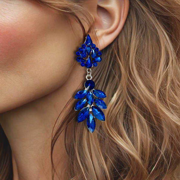 Cobalt Blue Glam Earrings | Silver