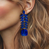 Cobalt Blue Leaf Earrings | Gold