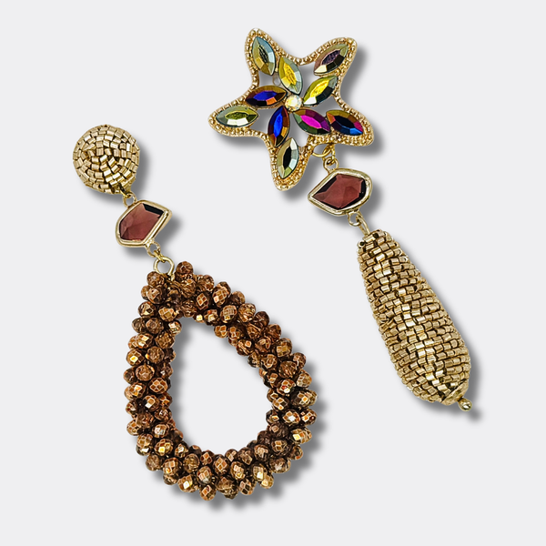 Copper AB Beads Earrings | Gold