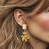 Crème Agate Flower Earrings | Gold