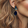 Dark Blue Crystal Earrings | Gold