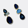 Dark Blue Crystal Earrings | Gold