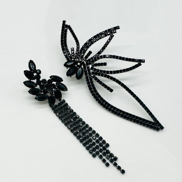 Earrings Black Strass Lilly| Gold