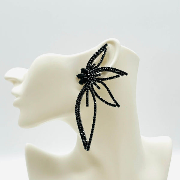Earrings Black Strass Lilly| Gold