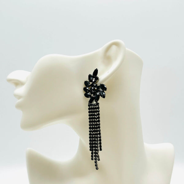 Earrings Black Strass Lilly| Gold