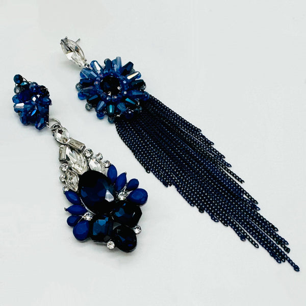 Earrings Long Cobalt Blue | Silver
