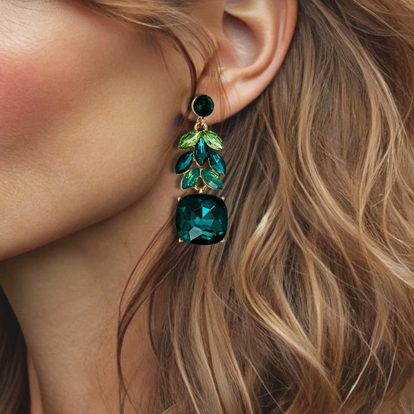 Green Bronze Leaf Earrings | Gold