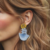 Light Blue Coral Earrings | Gold