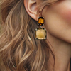 Light Brown Crystal Earrings | Silver