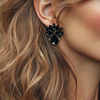 Long Black Crystal Earrings | Gold