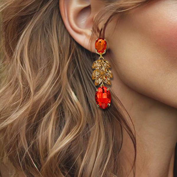 Orange Champagne Earrings | Gold
