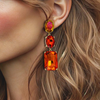 Orange Crystal Earrings | Gold