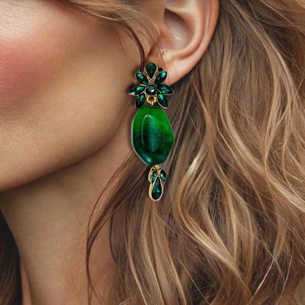 Aventurine Crystal Earrings | Gold