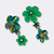 Dark Green Flowers Earrings | Gold