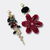 Red Black Flower Earrings | Gold