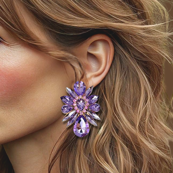 Rebel Lilac Glam Earrings | Gold