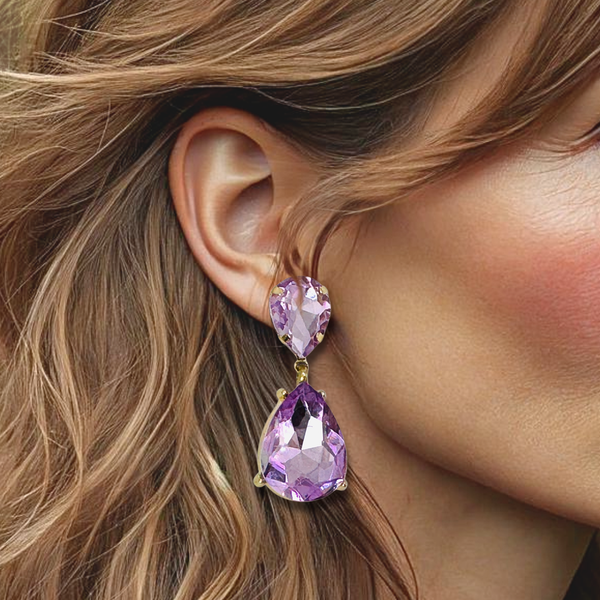 Rebel Lilac Glam Earrings | Gold