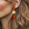 Orange Champagne Glam Earrings | Gold
