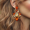 Orange Champagne Glam Earrings | Gold