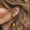 Cognac Crystal Glam II Earrings | Gold