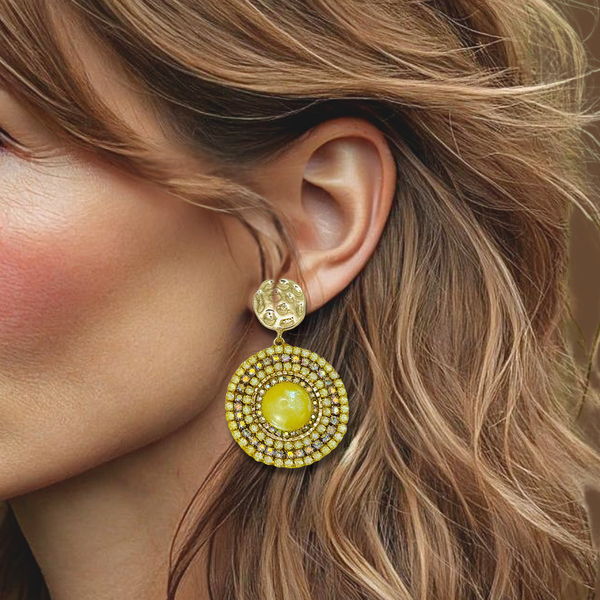 Yellow Luminous Halo Earrings | Gold