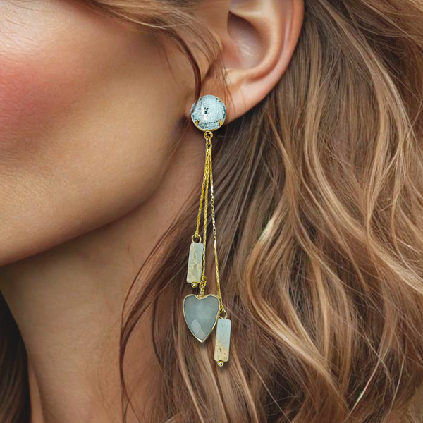 Long Aquamarine Earrings | Gold
