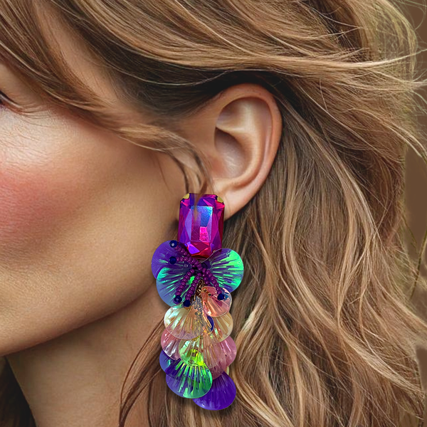 Fluorescent Shells Earrings | Gold