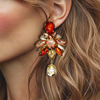 Orange Champagne Earrings | Gold