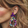 Purple Colorful Drop Earrings | Gold