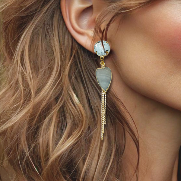 Long Aquamarine Earrings | Gold