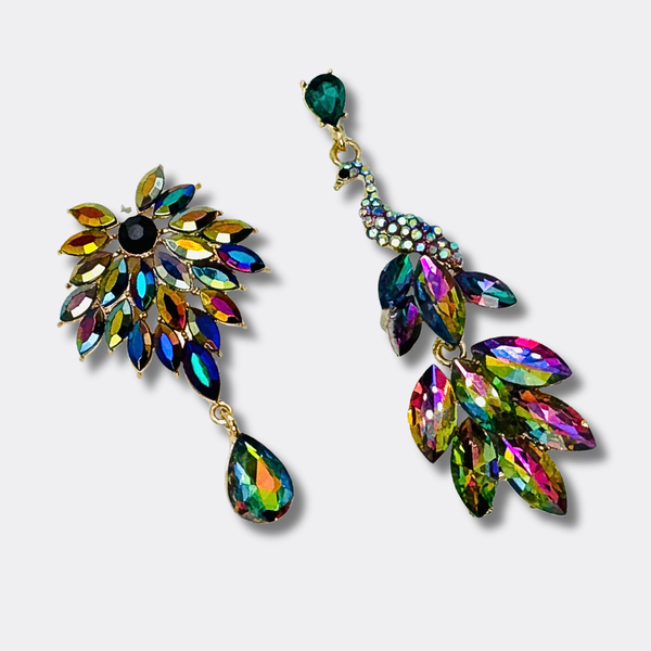 Crystal Peacock Earrings | Gold
