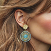 Blue Luminous Halo Earrings | Gold