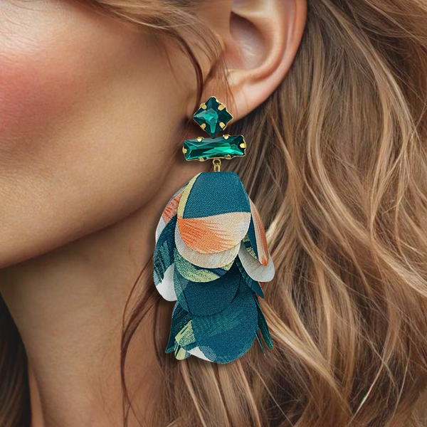 Green Mesh Earrings | Gold