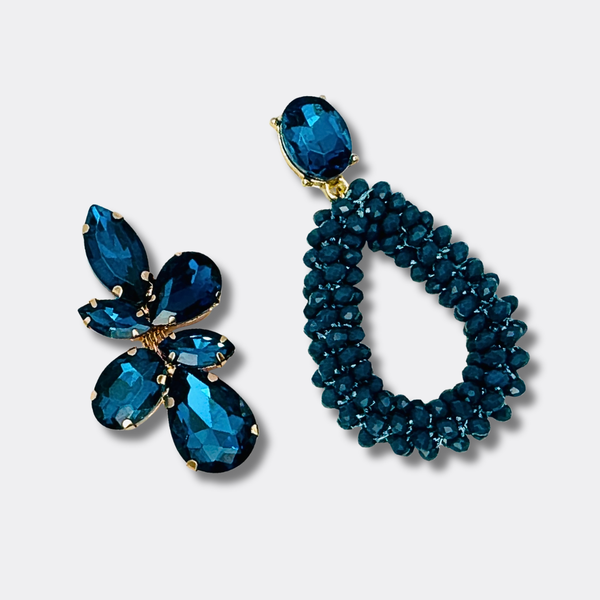 Petrol Facet Drop Earrings | Gold
