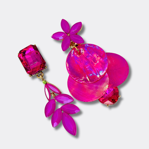 Clip Earrings Fuchsia Shells | Gold
