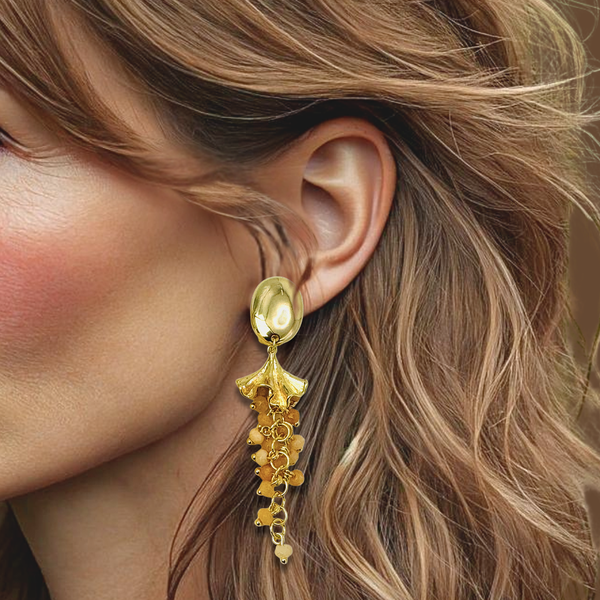 Clip Earrings Yellow Jade | Gold