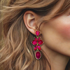Bold Fuchsia Earrings II | Gold