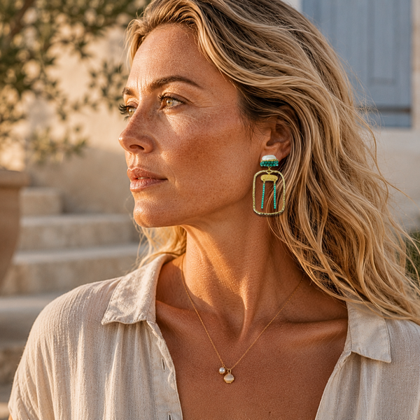 Pearl Persian Green Earrings | Gold