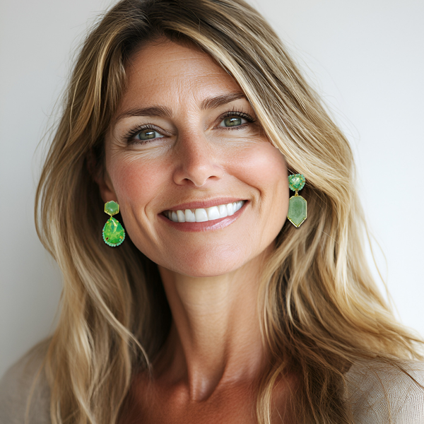 Pastel Green Amazonite Earrings | Gold